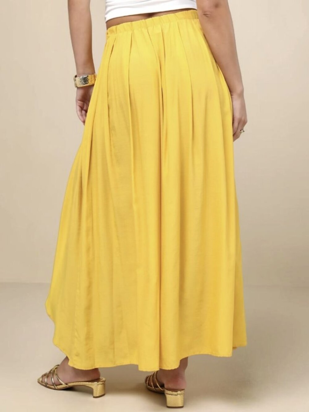 Lulus If You Pleats Yellow Pleated Maxi Skirt NWT - Picture 3 of 12